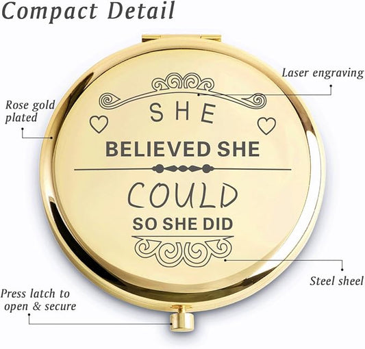 Personalized Gifts for Women Girls, Inspirational Compact Mirrors, 2025 Graduation Gifts for Her, Unique Mothers Day Birthday Gifts for Mom Sister Wife Daughter Niece, Friendship Gifts for Friends