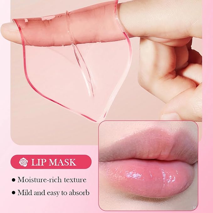 10 Pair Under Eye Mask & 10 Pair Lip Mask Skincare Set, Rose Pink Lip Patches & Under Eye Patches for Puffy Eyes, Dark Circles, Dry Lips Lines, Deep Hydrating Moisturizing, Gifts for Mom Women
