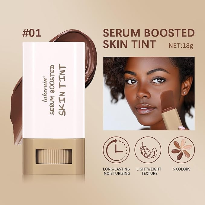 Beauty Balm Serum Boosted Skin Tint, Foundation Stick Solid Tinted Moisturizing Serum Contour Stick for Face Makeup, Buildable Medium-to-Full Coverage, Natural Finish (#03, 1 Count)