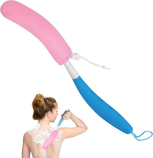 Bath Brush Body Scrubber Back Scrubber Shower aid Brush with Long Handle Bath Body Brush Back scrubbing Shower(Blue-Pink)
