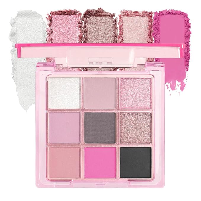 9 Colors Blue Smoky Matte Shimmer Eyeshadow Palette for Eye Makeup,High Pigmented Brown Purple Eye Shadow Primers Powder Palet de sombras de ojos