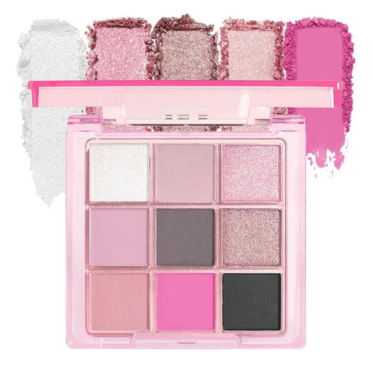 9 Colors Blue Smoky Matte Shimmer Eyeshadow Palette for Eye Makeup,High Pigmented Brown Purple Eye Shadow Primers Powder Palet de sombras de ojos