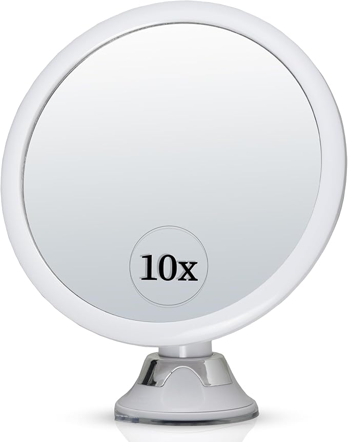 MIRRORVANA 10X Round Magnifying Mirror for Applying Makeup - Suction Cup Cosmetic Make Up Mirror, Ideal for Vanity, Bathroom, and Travel Use - 6.7" Diameter