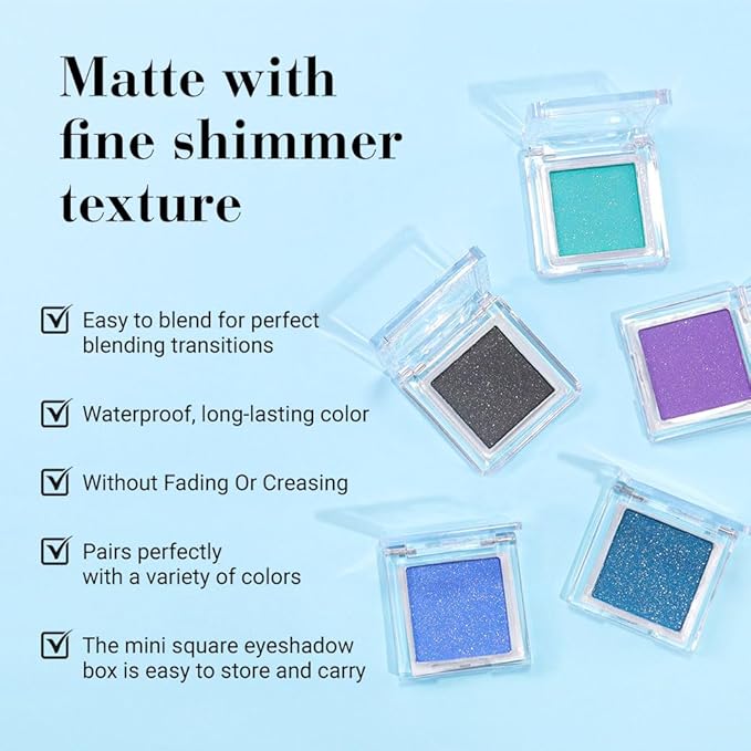 Matte Single Eye Shadow Palette Makeup, Matte Black Shimmer Monochrome Eyeshadow For Old Women, Pigmented Waterproof Sombras Para Ojos, Vegan, Talc, Paraben & Cruelty Free, 04