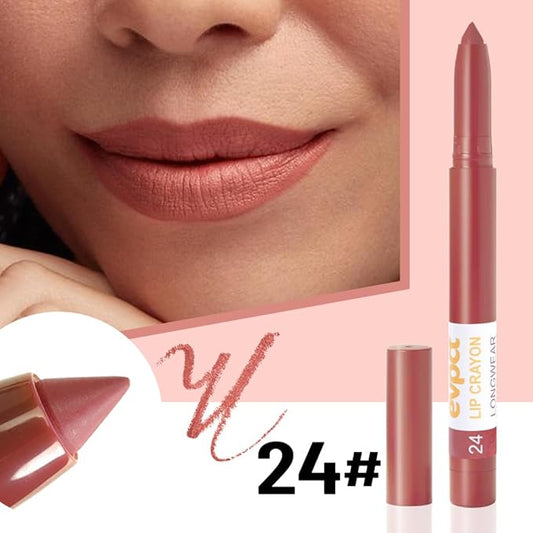 evpct Fairest Nude Brown Lip Liner Crayon Pencils Set for Women, Matte Lip Stick Crayon Long Lasting, Lips Pencil Liner and Lipstick set, Lipliner Pencil 24 Hours Long Wear Lipstick Built-in Sharpener