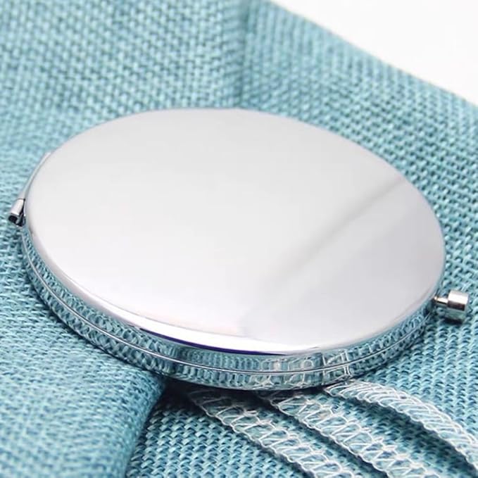 2pcs Magnifying Compact Mirrors 1X 2X Purse Pocket Makeup Mirror Folding Travel Mirrors Sturdy Metal with Diamonds Foldable Mini Round Cosmetic Mirror 2.75 Inch Gifts for Women Girls (Silvery)