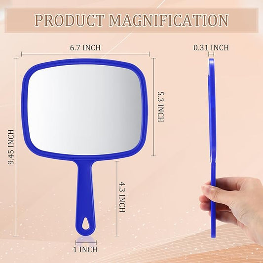 Geetery 12 Pcs Hand Mirror Handheld Makeup Mirrors with Handle Wall Mount for Cosmetic Bathroom Home Barber Salon Travel Portable Beauty School Gift for Women Student 6.69 x 9.45 Inch(Blue)