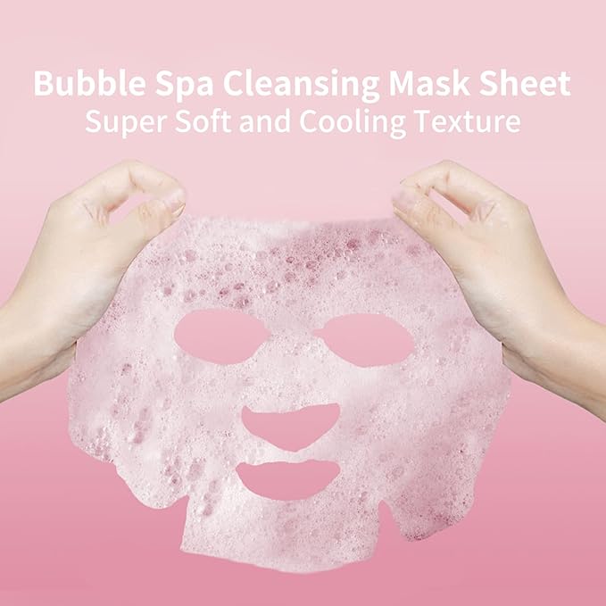 IREV Pack of 10 Pink Rose O2 Bubble Face Masks Skincare - Spa Gifts for Women - Bubble Face Sheet Mask Cleaner Foaming Purifying Facial Mask for Acne and Pores Moisturizing Beauty Sheet Masks