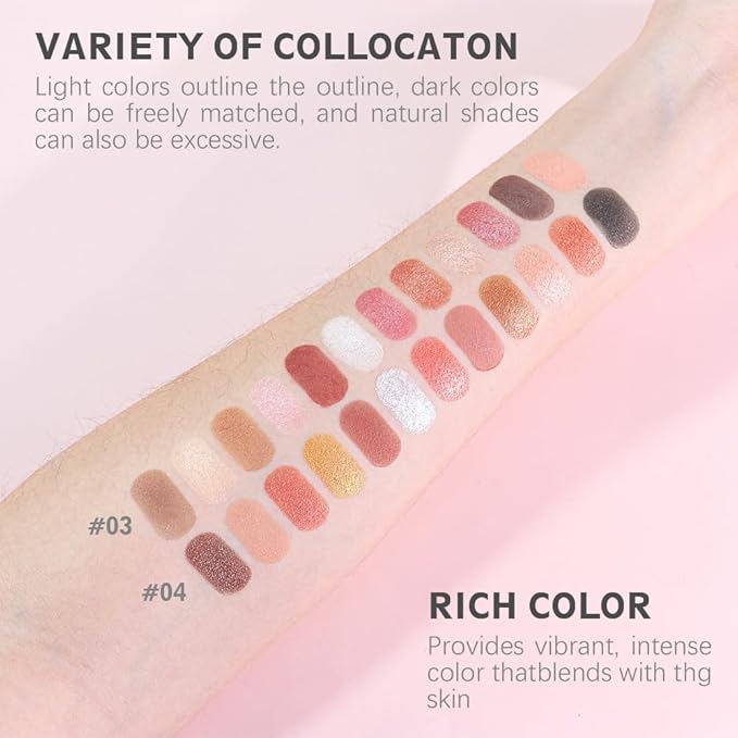 2-Pack 12-Color Nude Eyeshadow Palette with Mirror– Matte, Shimmer & Glitter Pigments Eye Makeup for Artists, Waterproof, Cruelty Free, Nude Pink Purple Brown Red Powder