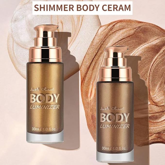 MAEPEOR Body Luminizer 6 Colors Waterproof Smooth Shimmer Face Glow Illuminator Non-sticky Liquid Highlight (30 ML, 03 Glistening Bronze)