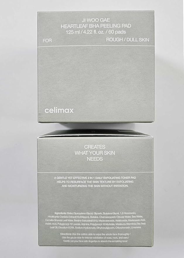 celimax Ji.Woo.Gae Heartleaf BHA Peeling Pad | Pore Care, Exfoliating Double-Side Toner Pads, Facial Peels, Hydrating, Tea Tree, For Acne Prone & Breakouts, Christmas Gift, Stocking Stuffers (60pads)