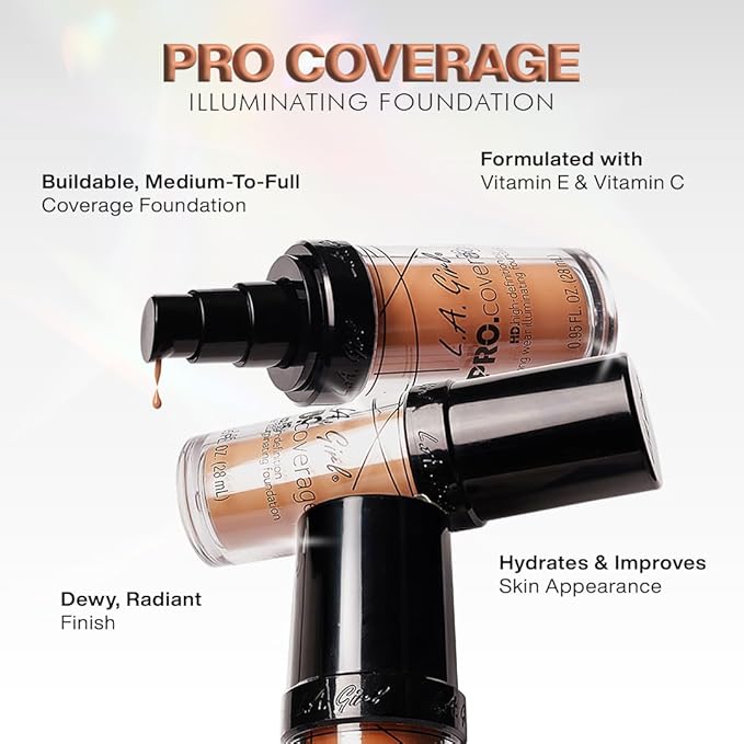 L.A. Girl Pro Coverage Liquid Foundation, Natural, 0.95 Fl Oz (Pack of 1)
