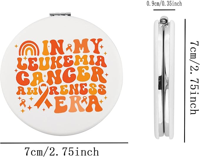 BEKECH Orange Ribbon Awareness Gifts Leukemia Awareness Gifts in My Leukemia Cancer Awareness Era Compact Mirror Cancer Support Gifts