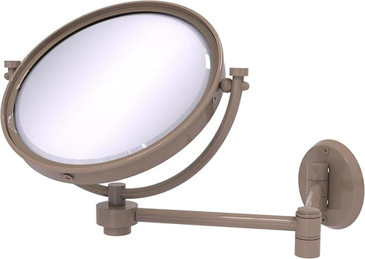 Allied Brass WM-6/3X-SHB 8 Inch Wall Mounted Extending Make-Up Mirror 3X Magnification, Shaded Beige