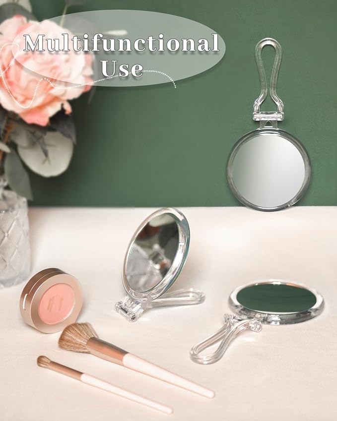 1X/30X Magnifying Mirror for Travel with Handle, Double Sided Hand Mirror with 1X/30X Magnification and Tweezers, Foldable Portable Handheld Magnifying Mirror for Makeup, Shaving, Travel