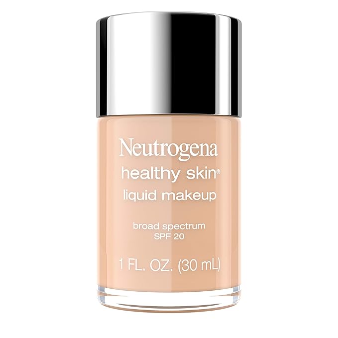 Neutrogena Healthy Skin Liquid Makeup Foundation, Broad Spectrum SPF 20 Sunscreen, Lightweight & Flawless Coverage Foundation with Antioxidant Vitamin E & Feverfew, 105 Caramel, 1 fl. oz