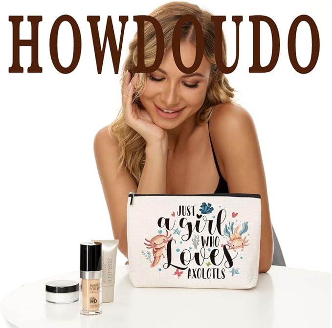 Axolotl gifts for girls, Just A Girl Who Loves Axolotls Makeup Bag Axolotl Birthday Decorations Axolotl Lover Stuff Birthday Christmas Gifts for Daughter Sister Bestie Friends