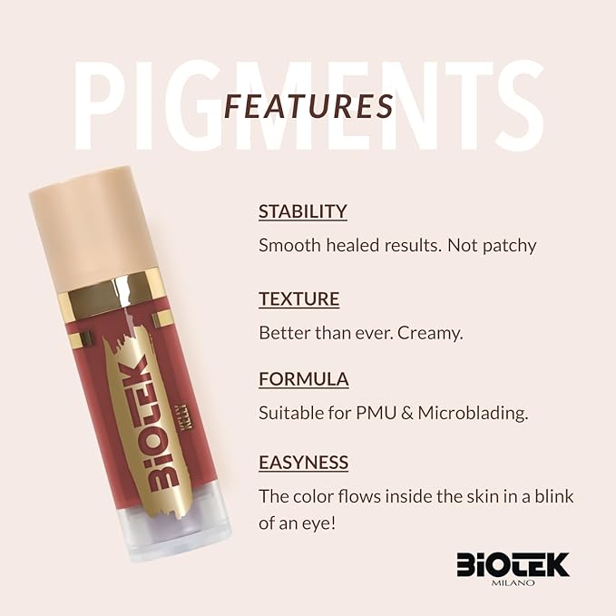 Biotek Lip Pigment for Permanent Makeup - Brick Red Color for Lip - Made in Italy - Kelly 0,61 fl.oz.