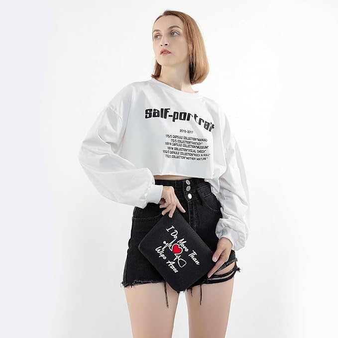 BLUPARK CNA Makeup Bag Certified Nursing Assistant Gifts I Do More Than Wipe Asses Cosmetic Bag for CAN Nurse (Wipe Asses-BK)