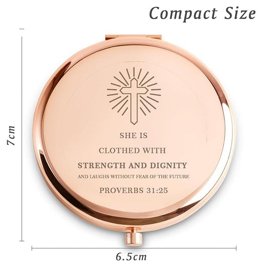Inspirational Gifts for Women Girls, Christian Compact Mirror, 2025 Graduation Gifts for Her, Personalized Mothers Day Birthday Gift for Mom Wife Sister Daughter Niece Friends Granddaughter Grandma