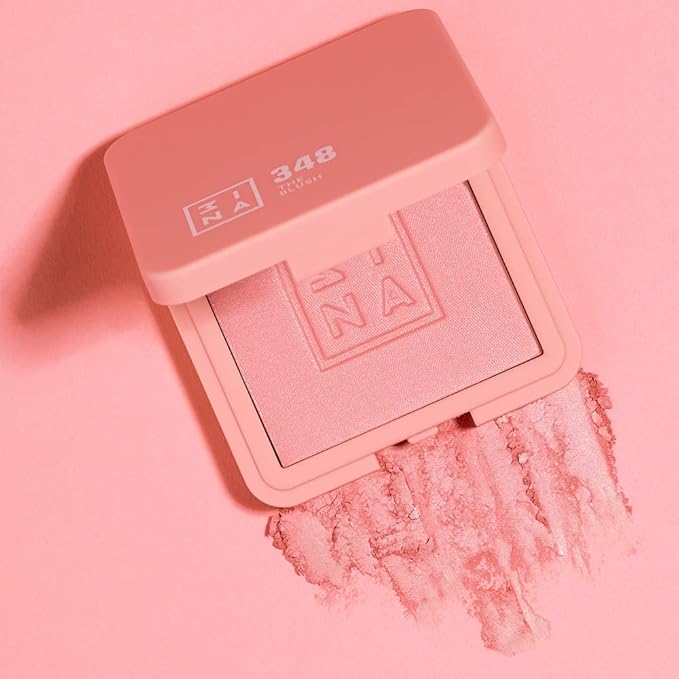 3INA The Blush 348 - NEW Formula - Natural, Light Mineral Powder Blush For Sensitive Skin - Blendable, Buildable Rouge - Pigmented, Dewy Glow - Vegan, Cruelty Free Makeup - Natural Color - 0.26 Oz