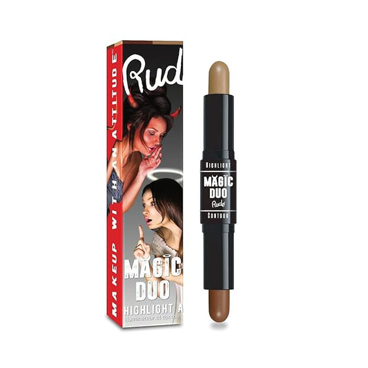 Magic Duo Highlight and Contour - Medium by Rude Cosmetics for Women - 2 x 0.15 oz Highlight and Contour