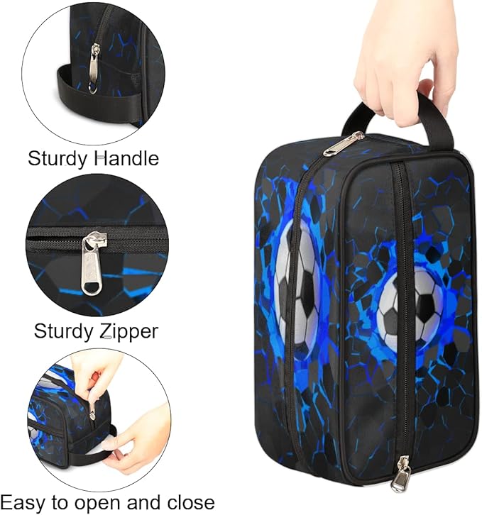 3D Soccer Hanging Toiletry Bag for Boy Men,Travel Cosmetic Bag,Waterproof Makeup Bag,Approved Hygiene Bag Shave Dopp Kit Organizer for Toiletries Shower Bathroom Carry-on Accessories Gifts