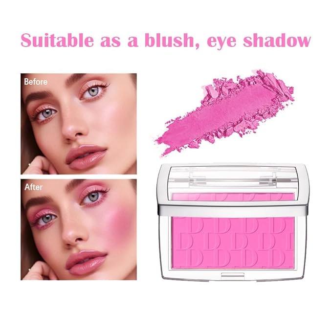 Blush Powder Palette, Multi-Use Matte Makeup Blush Palette for Cheeks, Eyes, Long-Lasting, Natural Look, Complements All Skin Tones, Vegan, High Pigmented (Pink, Normal)