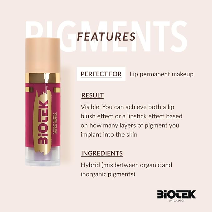 Biotek Lip Pigment for Permanent Makeup - Raspberry Color for Lip - Made in Italy - Supermodel 0,61 fl.oz.