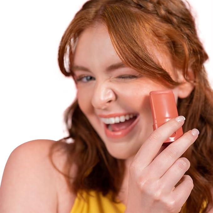 florence by mills Cheeky Pop Blush Stick, Iridescent Izzy (peach shimmer), 0.31 oz/ 9g