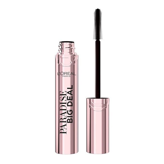 L'Oreal Paris Paradise Big Deal Mascara, Volumizing and Lengthening Formula, Buildable, Clump Resistant, Washable Blackest Black Mascara, 0.33 Fl Oz