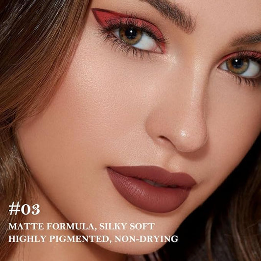 3Pcs Matte Lip Crayon Lip Liner and Lipstick Combo Sets, Gradient Matte Lip Bar Lipstick And Lip Liner Set, Contour Gradual Ombre Effect Lip Pencil For Old Women, Long Lasting Waterproof Smudge Proof