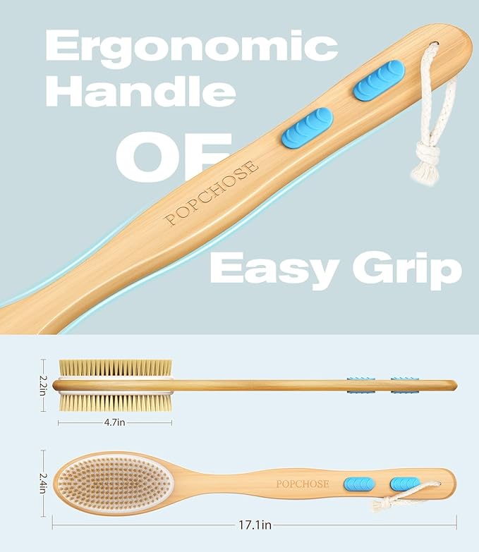 POPCHOSE Dry Brushing Body Brush and Shower Brush with Soft & Stiff Bristles