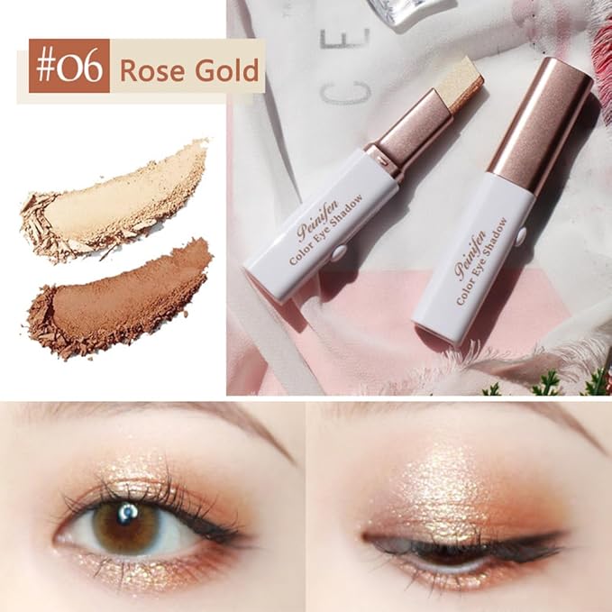 6 Colors Glitter Eyeshadow Stick,Double Colors Shimmer Eye Shadow Stick Gradient Eye Makeup (04,05,06