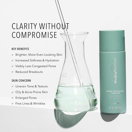HydroPeptide Liquid Resurfacing Solution, Daily Leave-On Peptide Exfoliant with 2% Salicylic Acid, Exfoliate & Illuminate, 4 Ounce