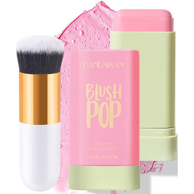 Cream Blush Stick, Contour Beauty Wand, Tinted Moisturizer Stick, Multi-Use Milk Blush Stick for 2-in-1 Cheek and Lip Tint & Eyeshadow(01#)
