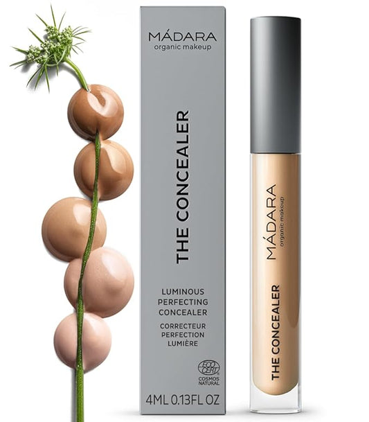 MÁDARA Organic Skincare | Luminous Perfecting Concealer 35 HONEY – 4ml, Dewy finish, With hyaluronic acid, Natural concealer for dark circles and blemishes, Vegan, COSMOS natural certified.