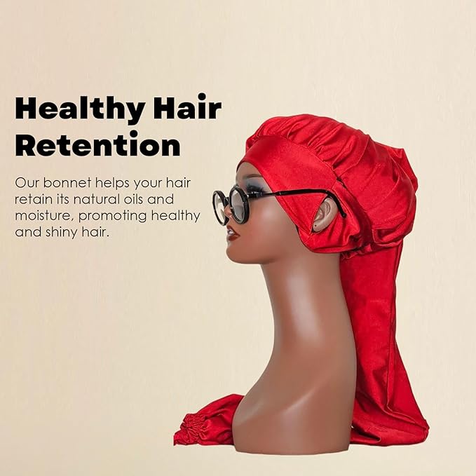Bonnetail for Women, Long Bonnet for Ponytails, Hair Care, Bonnetail for Sleeping with Ear Slots