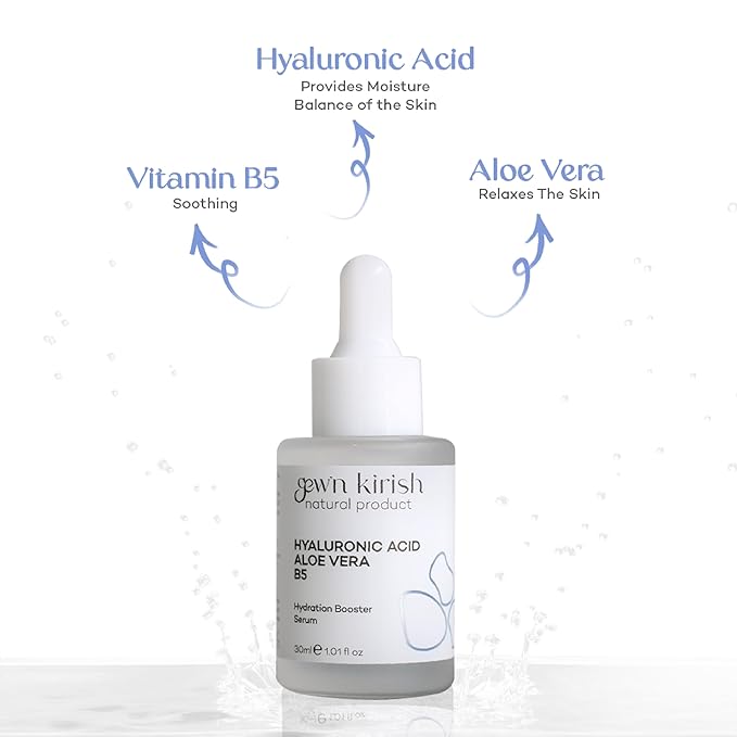 Gew’n Kirish Hyaluronic Acid + Aloe Vera + Vitamin B5 Hydration Booster Serum – Deep Moisture, Soothing & Skin Barrier Support, Lightweight Daily Hydrating Serum, 30 ml (1.01 fl oz)