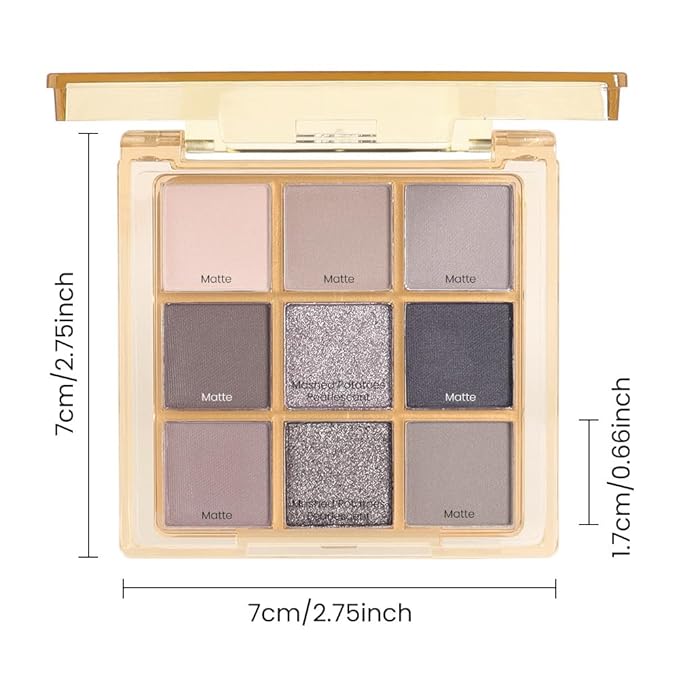 9 Colors Blue Smoky Matte Shimmer Eyeshadow Palette for Eye Makeup,High Pigmented Brown Purple Eye Shadow Primers Powder Palet de sombras de ojos