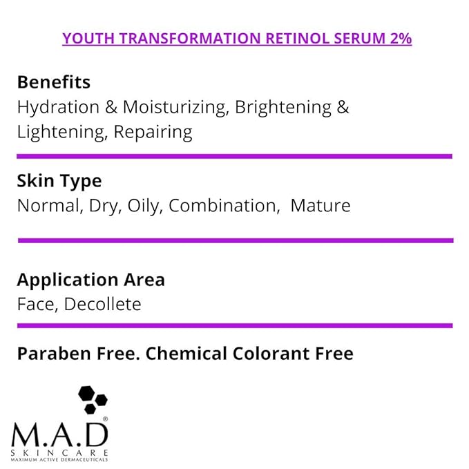 M.A.D Skincare Anti-Aging Youth Transformation Retinol Serum 2%