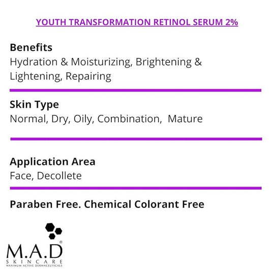 M.A.D Skincare Anti-Aging Youth Transformation Retinol Serum 2%