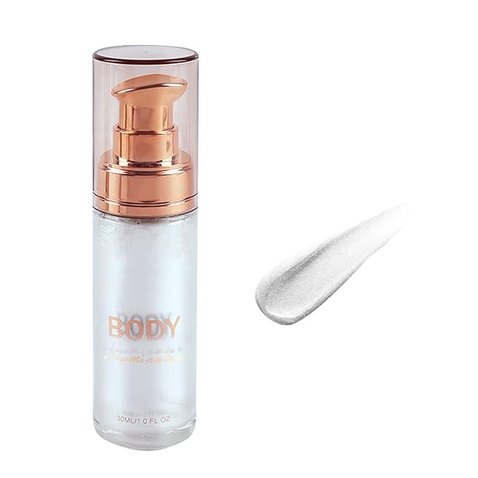 MAEPEOR Body Luminizer 6 Colors Waterproof Smooth Shimmer Face Glow Illuminator Non-sticky Liquid Highlight (30 ML, 01 Moonlight White)