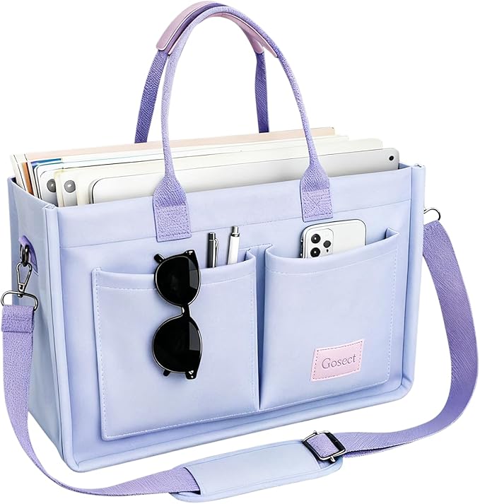 Canvas Tote Bag for Women With Pockets, Laptop Work Crossbody Purses Everything Shoulder Tote Bag Everyday Satchel Handbags