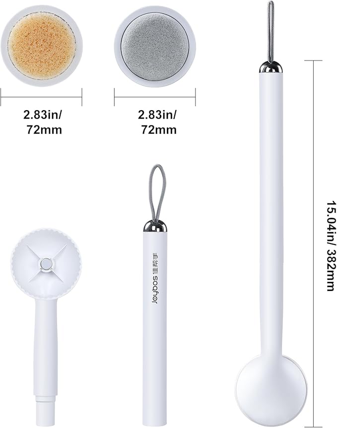FUNEST Back Scrubber for Shower, 2 in 1 Shower Brush Exfoliator with Pumice Stone, 15 inch Long Handle Body Brush for Wet or Dry Brush