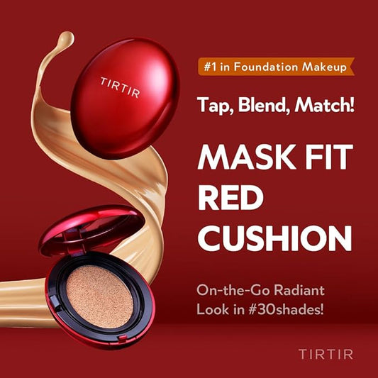 [*Mini Size*] TIRTIR Mask Fit Red Cushion Foundation | Full coverage, Weightless, Skin fit, Satin Glow Finish, Korean Makeup, beauty, Tattoo cover up, Buildable (#45N Saddle Brown, 0.15 Fl Oz)