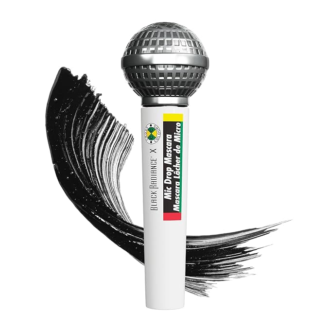 Black Radiance Cross Colours Mic Drop Mascara, Pigment-Rich Smudge-Resistant Formula, Intense Lash Volume, Built-In Flexible Brush, Paraben-Free & Cruelty-Free - Check 1 Black