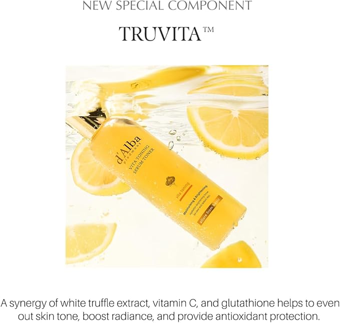 d'alba Piedmont White Truffle Vita Toning Serum Toner, Glass Skin with Double Vitamin Skincare, Face Moisturizer, (6.09 fl. oz)