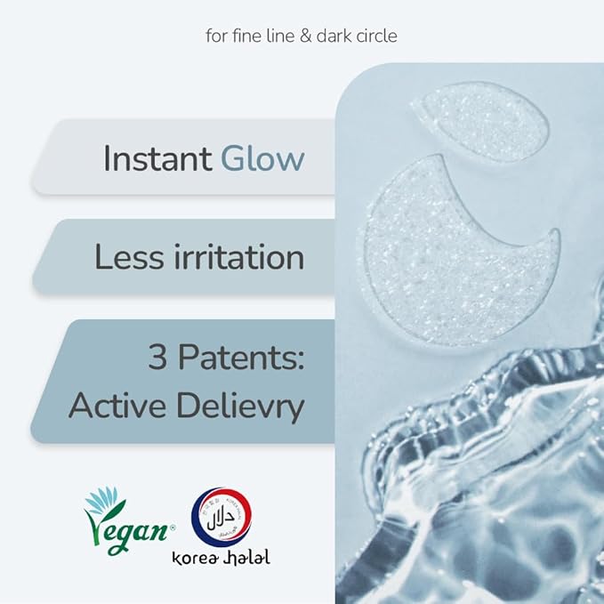 Bakuchiol Anti-Wrinkle Ampoule Eye Patch, 60 Patches, Under Eye Patches for Puffy Eyes and Dark Circles with Bakuchiol and Retinol, Korean Skin Care