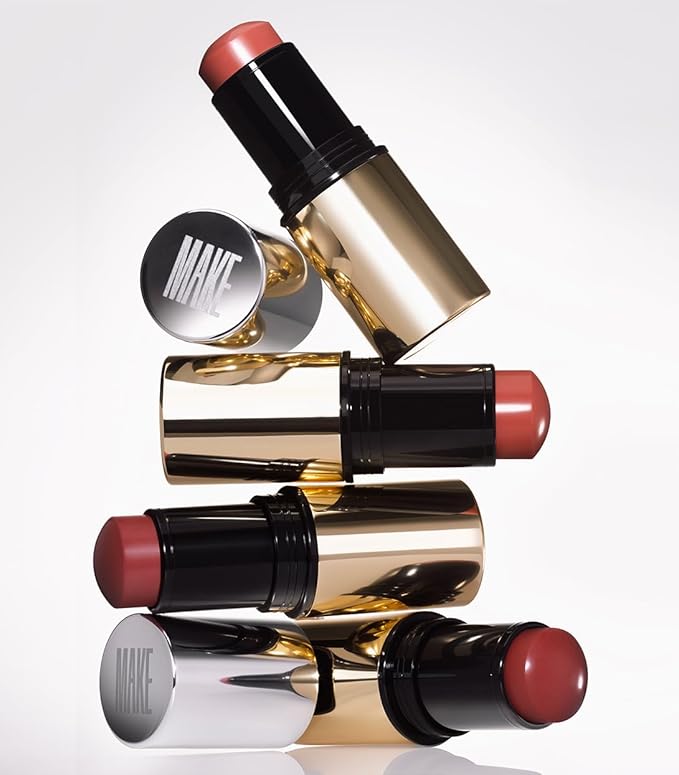 MAKE Beauty Heat Stroke Cream Blush Stick for Cheeks with Natural Hydrating Dewy Finish. Creamy Gel Blush Balm - Shade Spice, Deep Pink Nude Cheek Tint